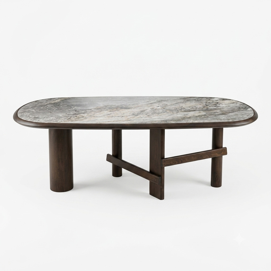Zed Design Comfort Beech Ceramic Slab Dining Table