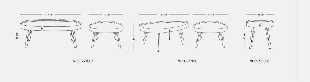 ARDIN , Post-Modern 3-Piece Coffee Table Set with Ceramic & Walnut-Veneered Tops