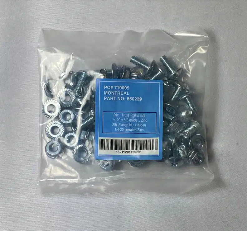 Cellophane Plastic packaging bolts 