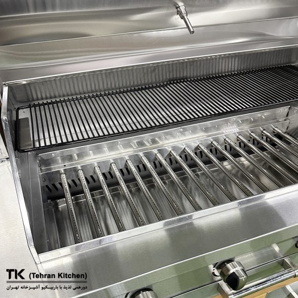 Гриль Tehran Kitchen 242 см на газу и углях с шкафом из нержавеющей стали и отделкой из термодерева
