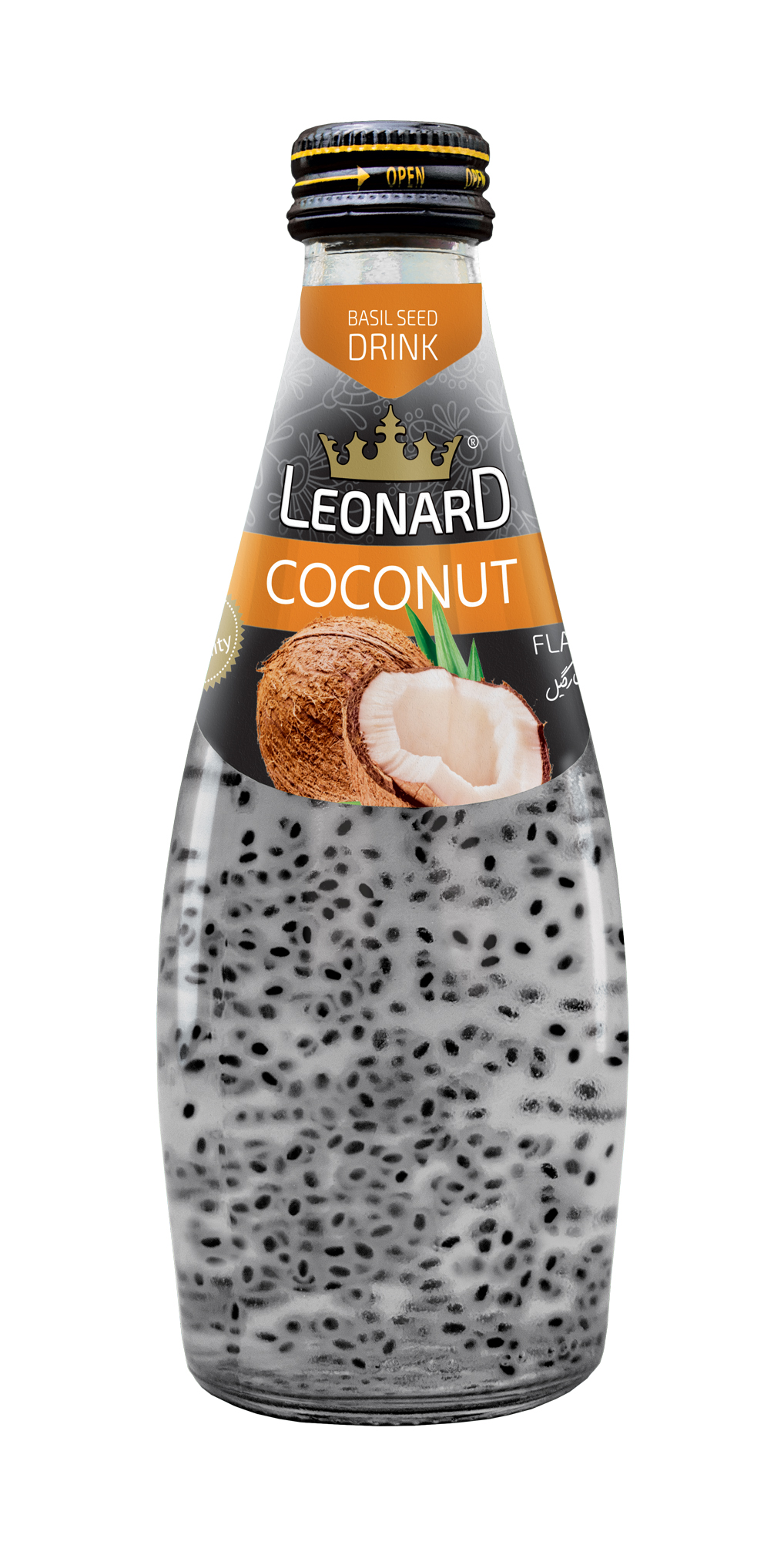 Basil Seed Drink with Coconut Flavor – 300 ml Glass Bottle