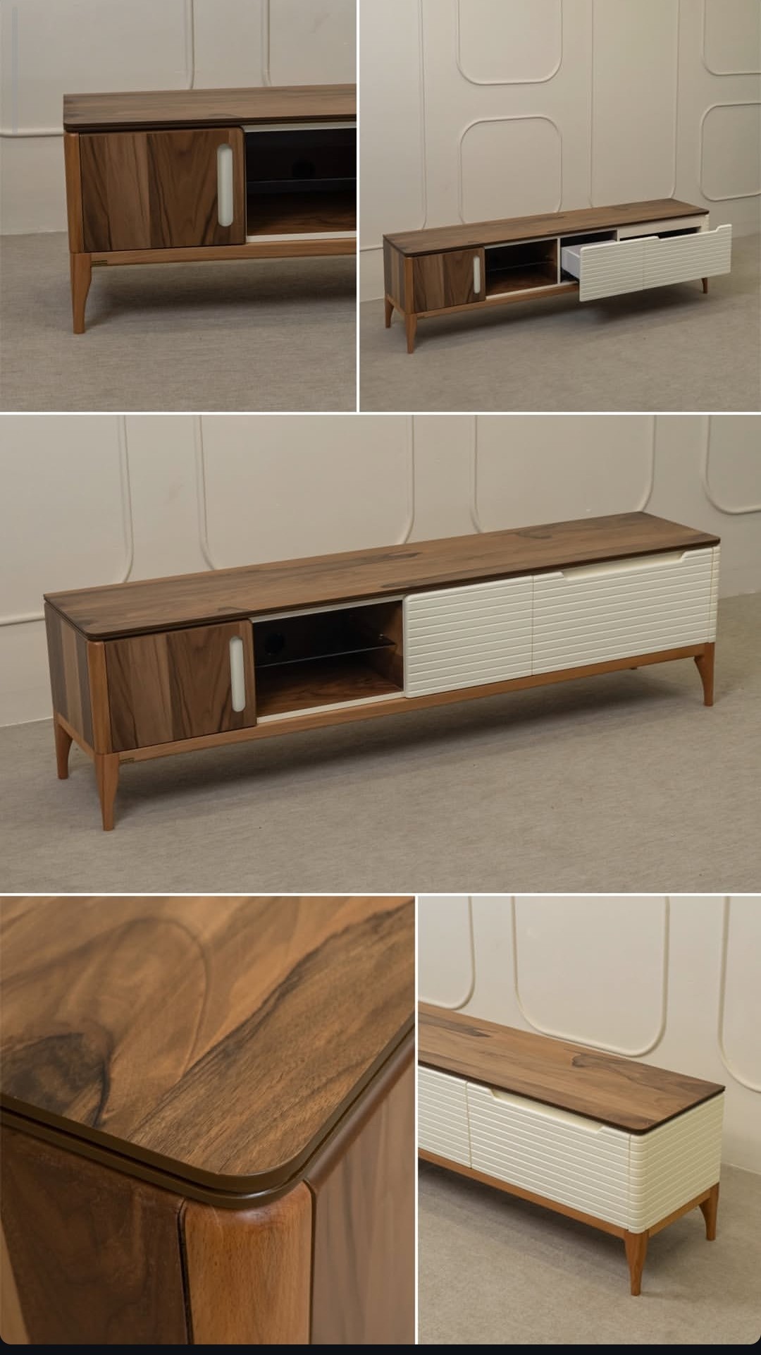 Fared Real TV Table – Natural Walnut Veneer with Georgian Beech Wood Base