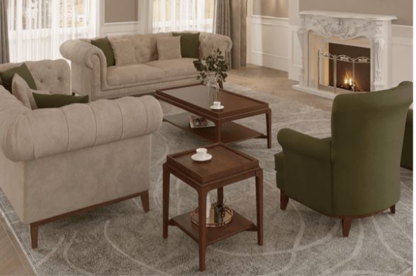 ARTIMAN , Solid-Style Beech-Veneered Coffee Table with Storage Shelf