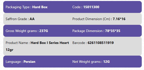 Pure Red Saffron Grade AA-Hard Box I Series Heart 12 gr
