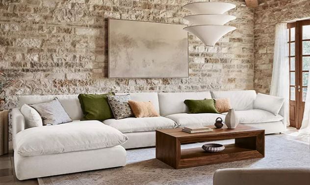 Zed Design Modern U-Shaped Living Room Sofa Set with Natural Beech Wood Frame