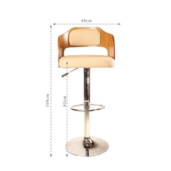 Modern Adjustable Synthetic Leather Counter Stool with Chrome-Plated Metal Base