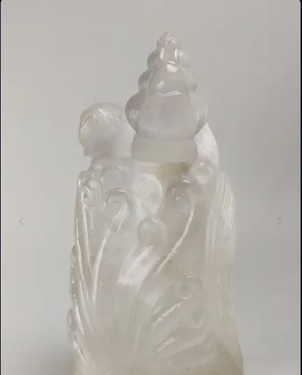 Handcrafted Natural Quartz Fish Design Perfume Bottle with Snail Lid Decorative Gemstone Collectible