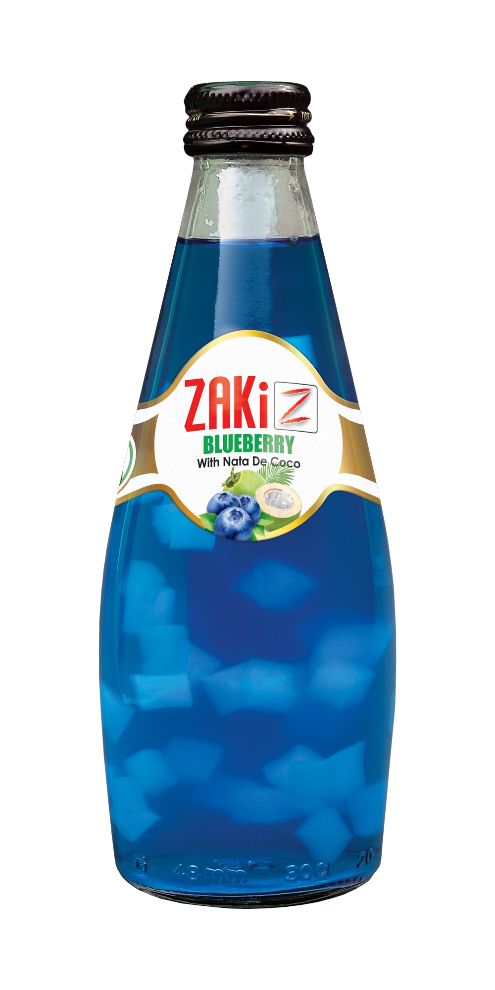 Blueberry-Flavored Nata de Coco Drink – 300ML Glass Bottle