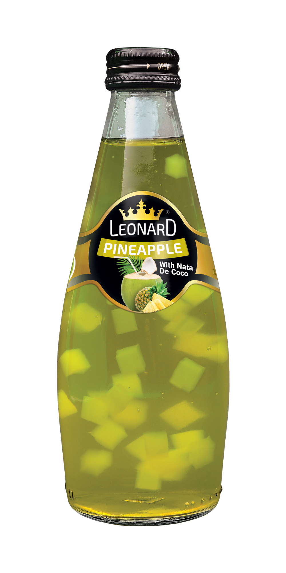 Nata de Coco Pineapple Flavored Drink – 300 ml Glass Bottle