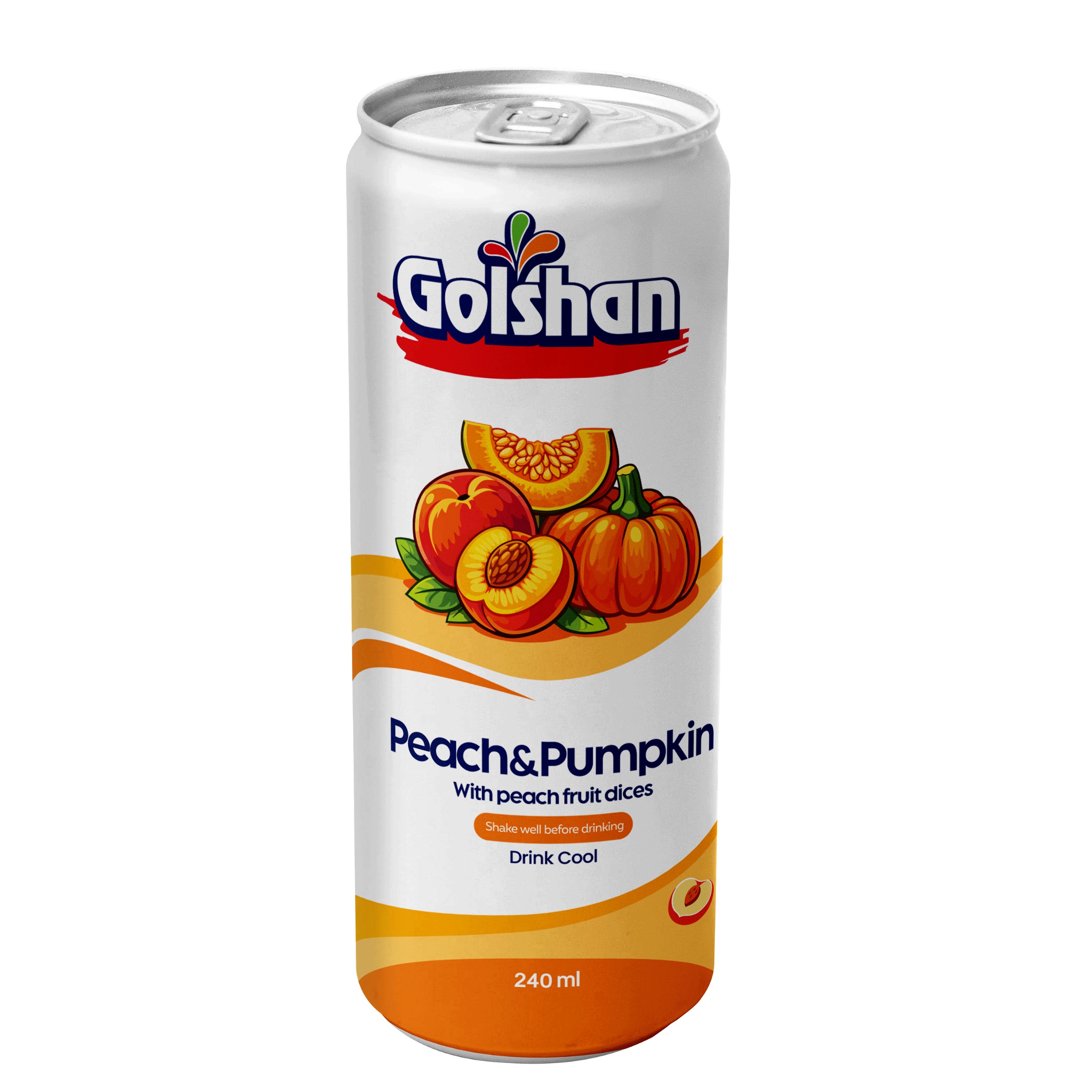 Напиток Golshan из персикового сока с мякотью — банка 240 мл