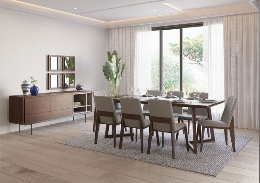 ALVAND , Modern Beech-Veneered Console Table with Steel Legs & Wood-Framed Mirror