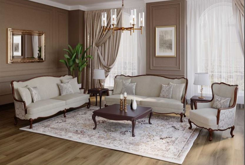 DELAN , Neoclassical Beech-Veneered Coffee Table with Two Soft-Close Drawers