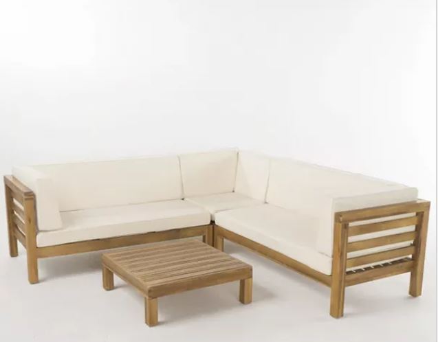Zed Design Modern Walnut Wood Customizable Sectional Sofa with Fabric Upholstery