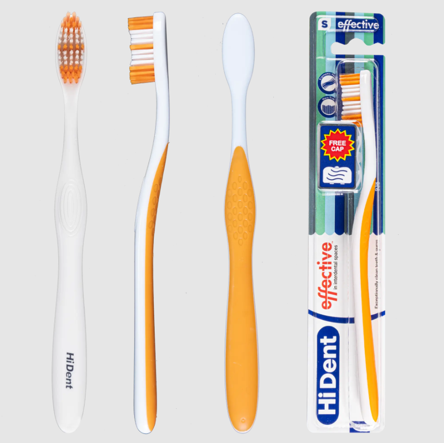 HiDent effective soft-medium-hard toothbrush with cap