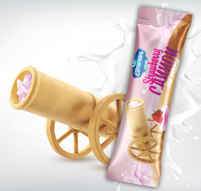 Eminan Cannon Ice Cream  Vanilla, Strawberry & Pistachio Flavors