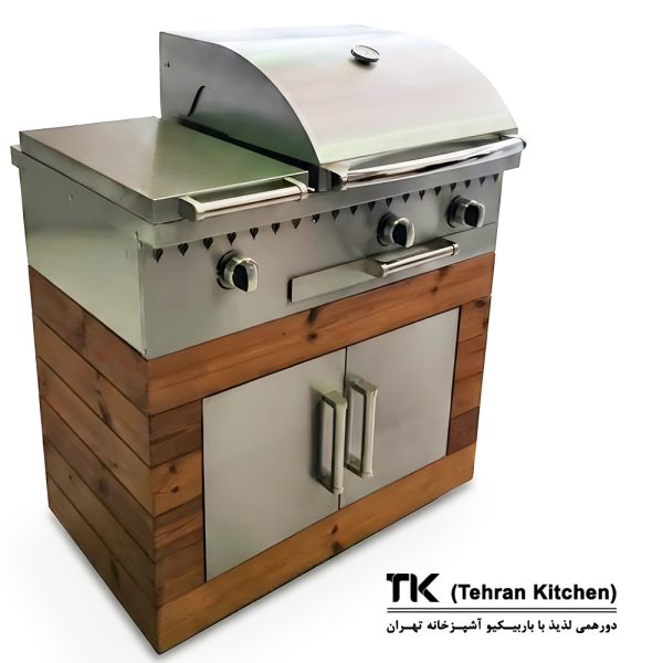 Tehran Kitchen 92 cm Gas & Charcoal BBQ Island with Side Burner
