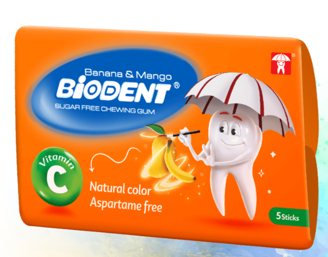 Vitamin C Chewing Gum with Banana and Mango Flavor