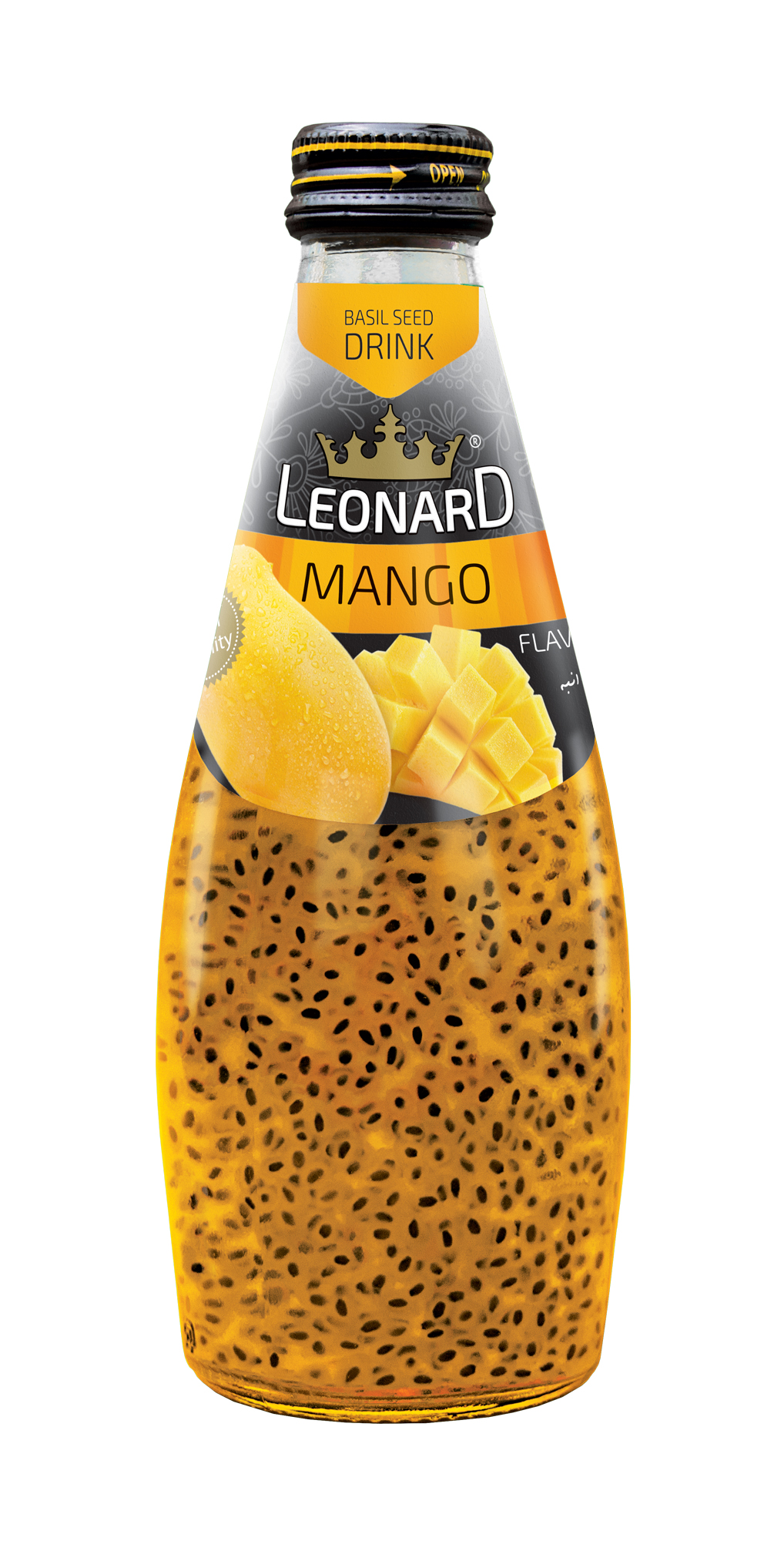 Basil Seed Drink with Mango Flavor – 300 ml Glass Bottle
