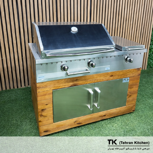 Tehran Kitchen 110 cm Stainless Steel BBQ Grill with Thermowood Cabinet and Side Burner
