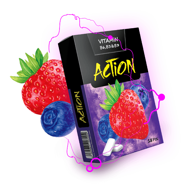 Caffeine Free Strawberry and blueberry Chewing gum