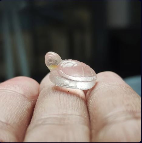 Handcrafted Natural Morganite Sea Turtle Micro Gemstone Sculpture Jewelry Pendant Ring Stone