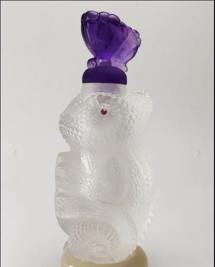 Handcrafted Natural Quartz Chameleon Design Perfume Bottle Pendant with Amethyst Butterfly Lid Gemstone Art
