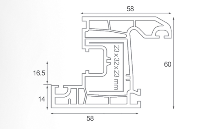 window sash profile 60mm