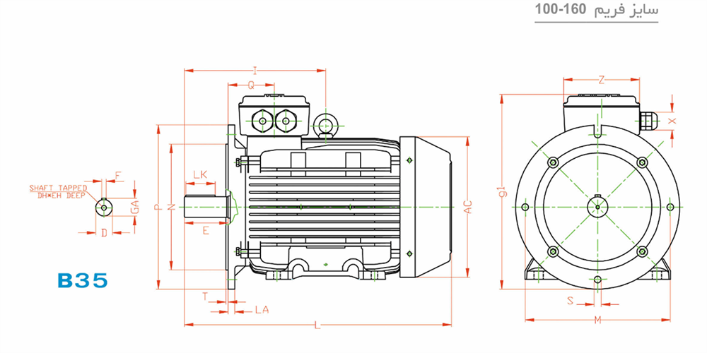 Single-speed three-phase induction electromotor with cast iron frame 100L4A- 2.2-1500 55F 220/380 B35cast iron