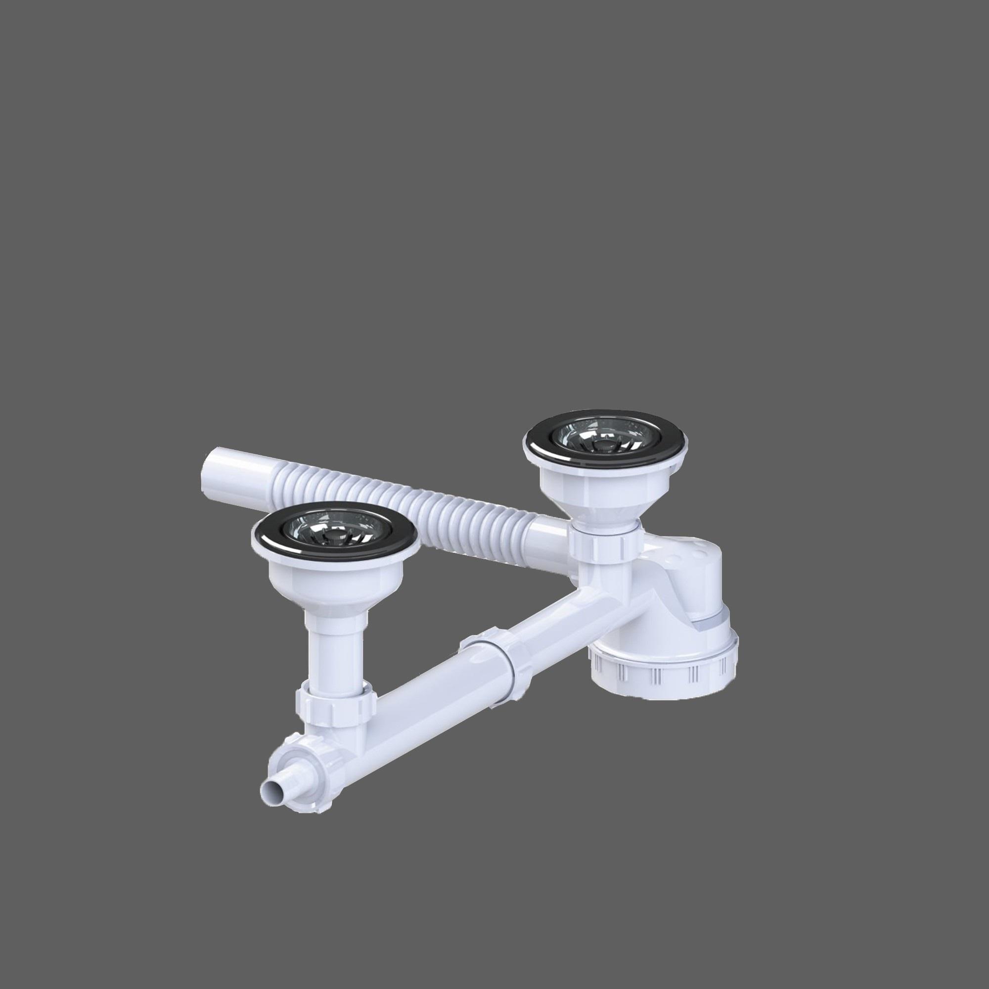 Extra-Flat Double-Bowl Fancy Siphon without Overflow