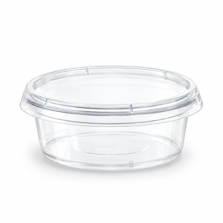 100ML Round PP Plastic Food Container with IML Decoration, Heat-Sealed Lid & Spoon