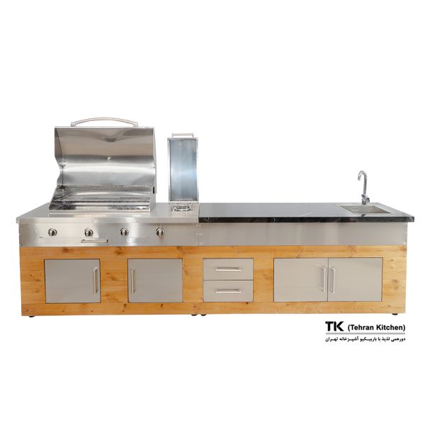 Tehran Kitchen 330 cm Gas BBQ Island  Stainless Steel & Thermowood