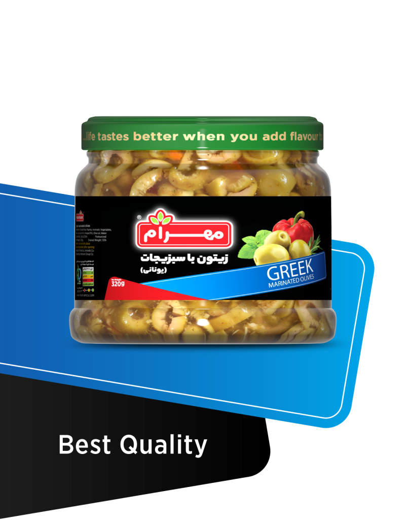 Sliced olive with vegetables