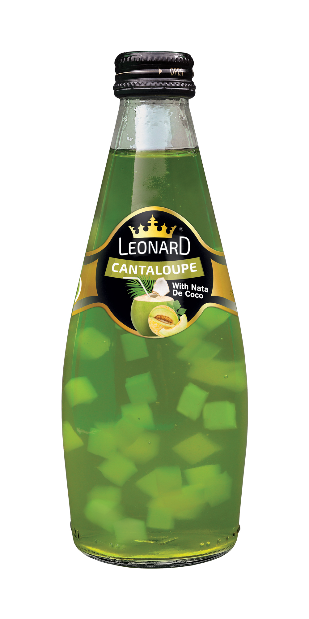 Nata de Coco Cantaloupe Flavored Drink – 300 ml Glass Bottle