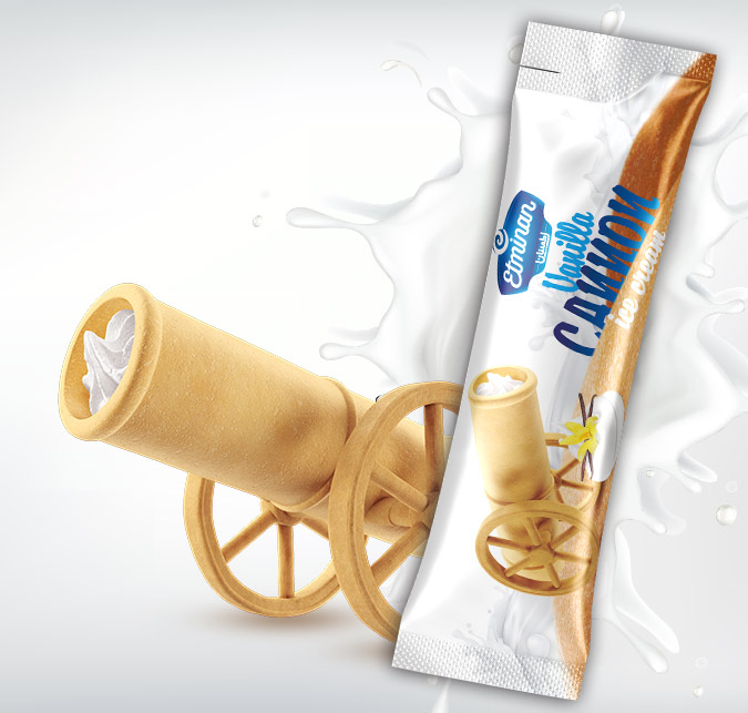 Eminan Cannon Ice Cream  Vanilla, Strawberry & Pistachio Flavors