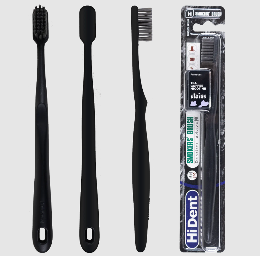HiDent Smoker's brush medium toothbrush with cap