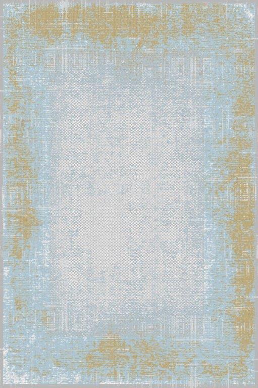 Modern Frame-Texture Machine-Made Carpet  700 Reeds (Blue & Gold)