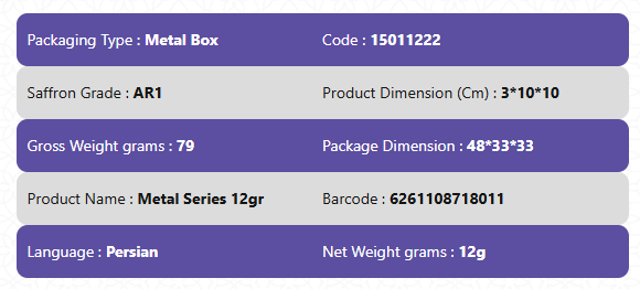AR1 Grade Saffron-Metal Series 12gr
