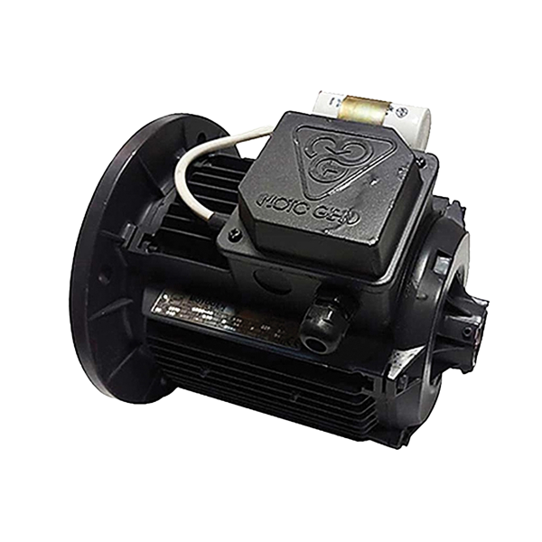 Single-speed single-phase induction burner motor with aluminum frame