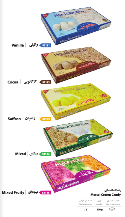 Hajabdollah Box Pack Cotton Candy  Vanilla, Cocoa, Saffron, Mixed & Mixed Fruity