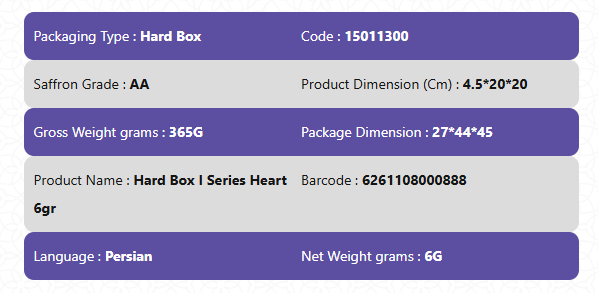 Pure Red Saffron Grade AA-Hard Box I Series Heart 6gr