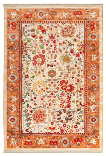 Pile Material Polyester-Polyogen Rug, Traditional Collection-Dark Orange 900403