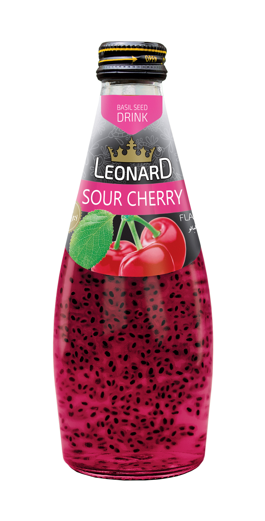 Basil Seed Drink with Sour Cherry Flavor – 300 ml Glass Bottle