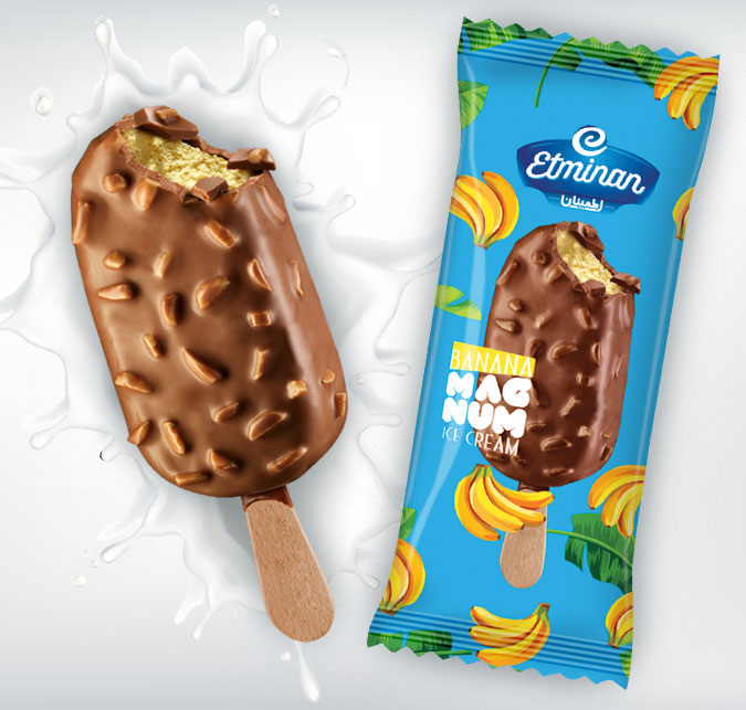 Eminan Coated Stick Ice Cream with Nuts  Banana & Almond Cocoa Flavors