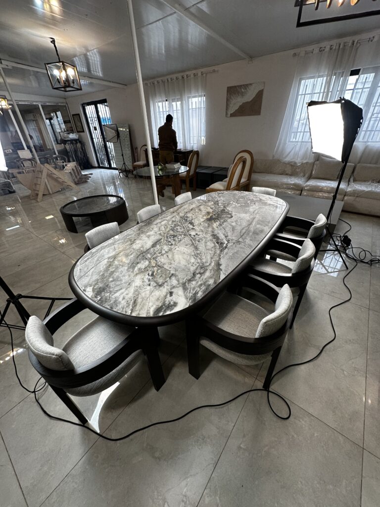 Zed Design Comfort Beech Ceramic Slab Dining Table