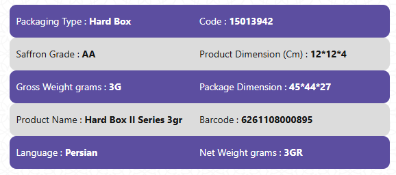 AR1 Grade Red Saffron-Hard Box II Series 3g