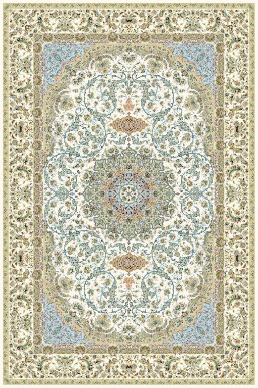 Persian Machine-Woven CarpetIvory Medallion Floral Design