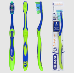 HiDent Cross Action soft-medium toothbrush with cap