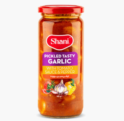 Jar Tasty Pickled Garlic with Tomato Sauce & Pepper -480g