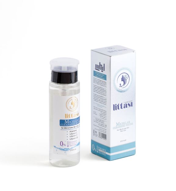 Littasi Sulfate-Free & Paraben-Free Micellar Cleansing Water for Oily & Normal Skin , Oil Control Makeup Remover with Vitamins C, E & B5 and Aloe Vera Extract for Face, Eyes & Lips (200 ml)
