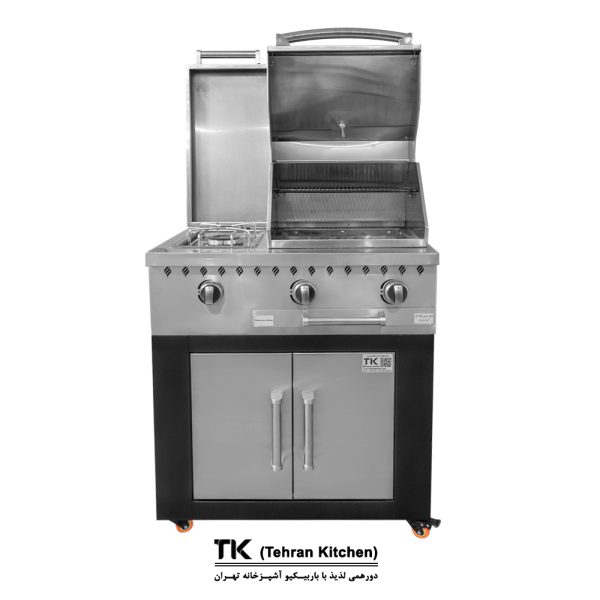 Гриль для барбекю Tehran Kitchen 75 см из нержавеющей стали с шкафом и боковой горелкой